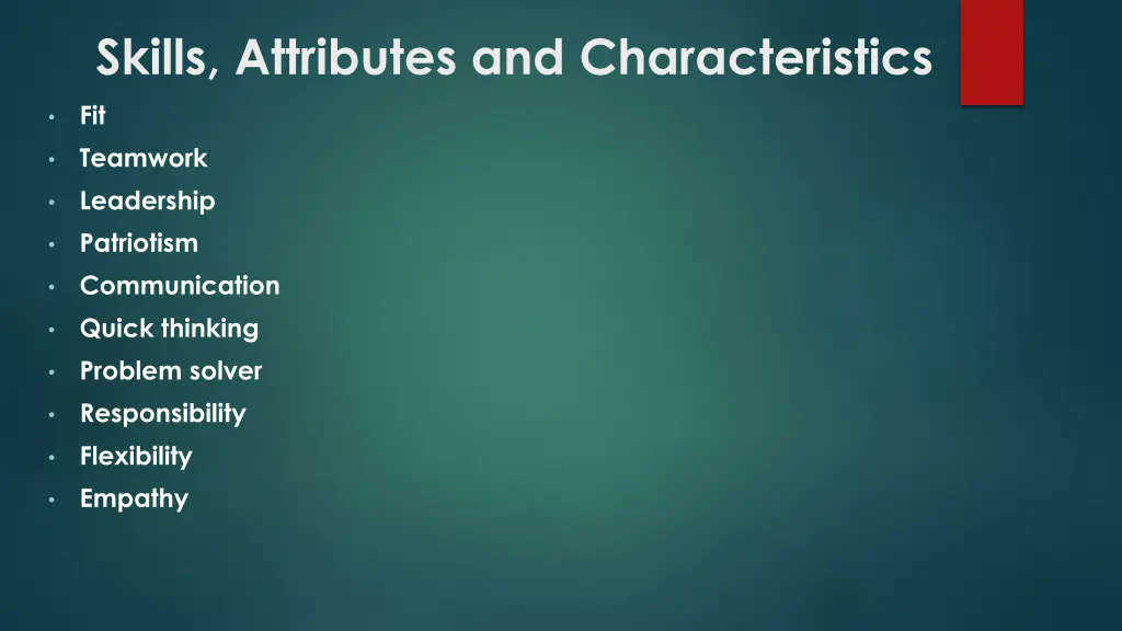 skills attributes and characteristics