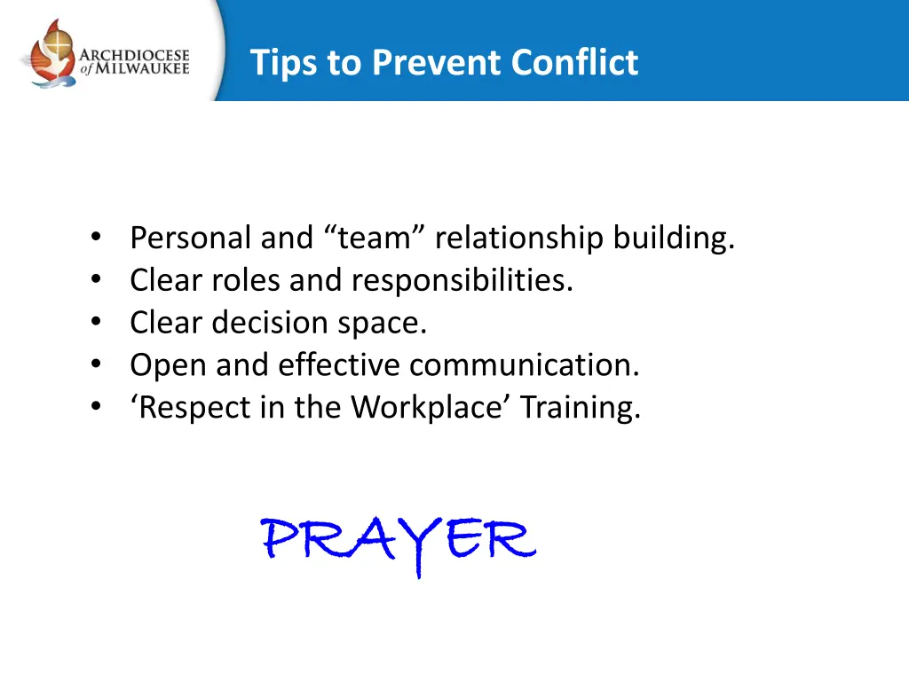 tips to prevent conflict