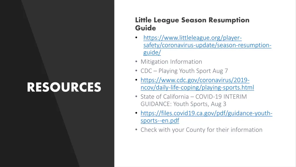 little league season resumption guide https