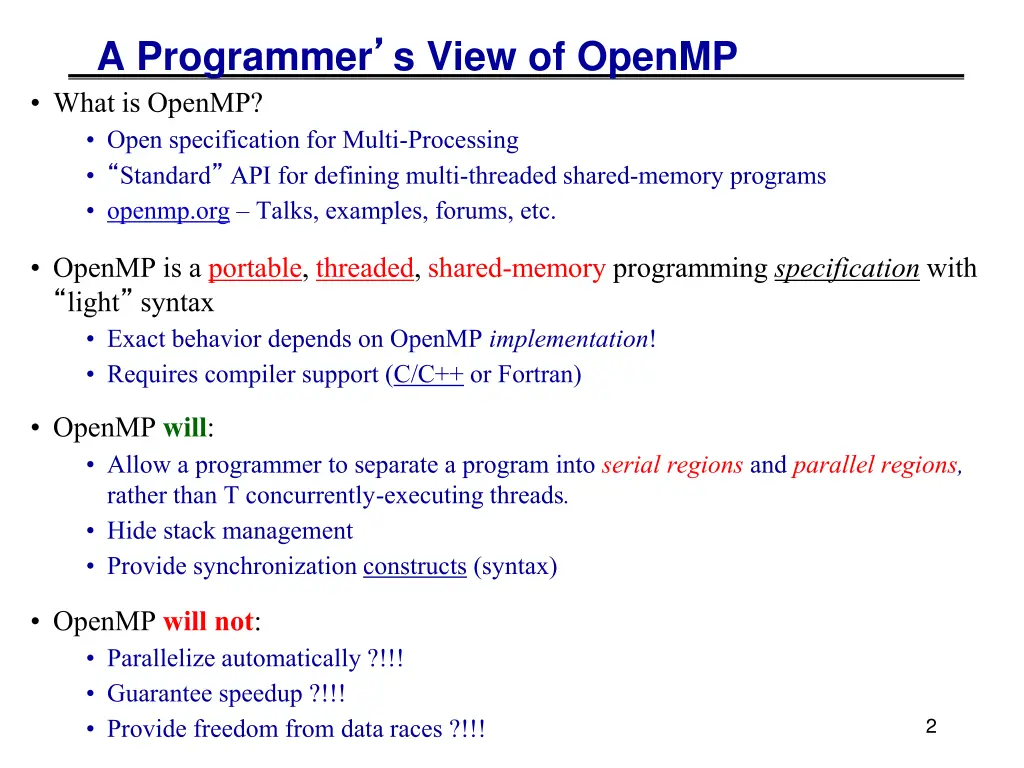 a programmer s view of openmp what is openmp open