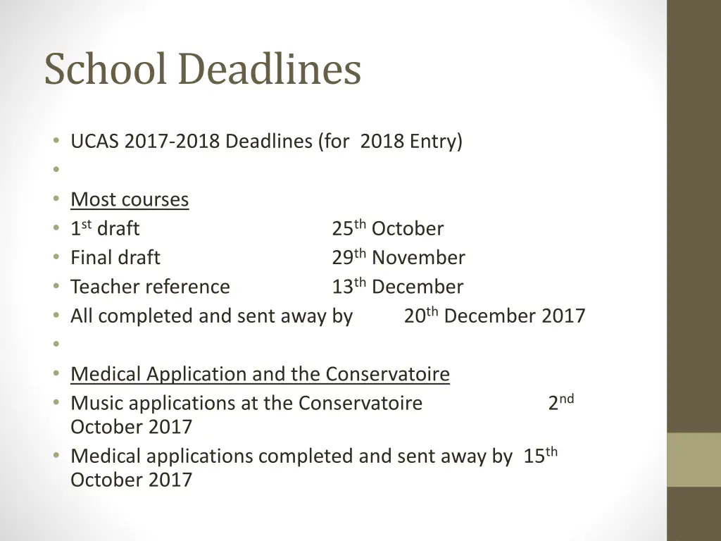 school deadlines
