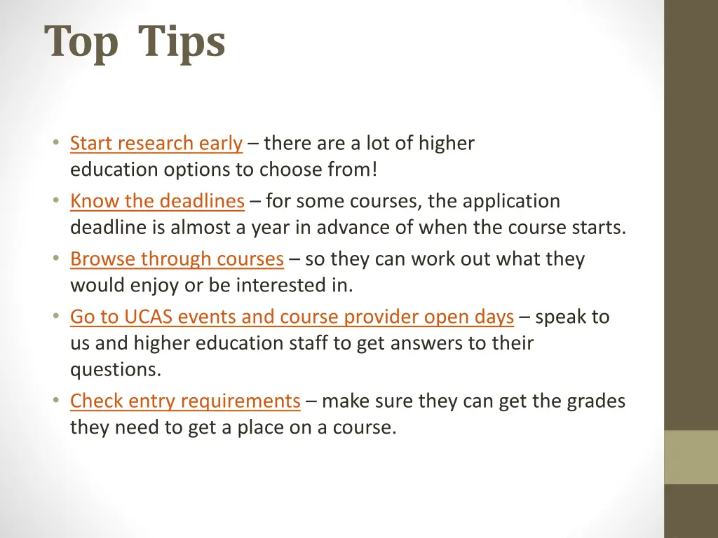 top tips