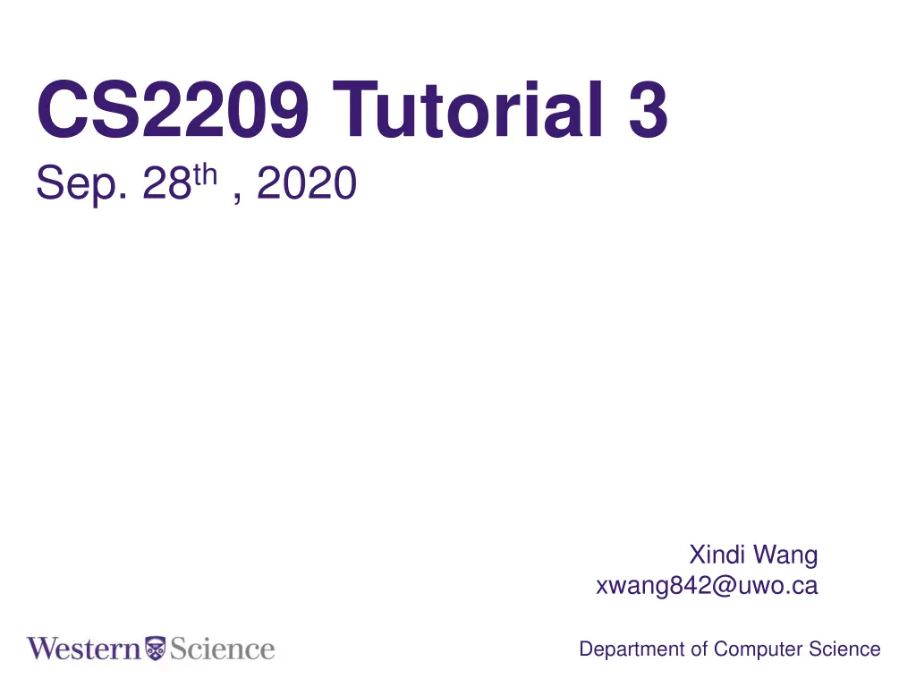 cs2209 tutorial 3 sep 28 th 2020
