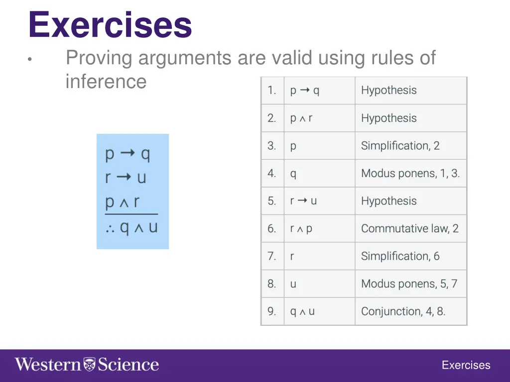 exercises proving arguments are valid using rules