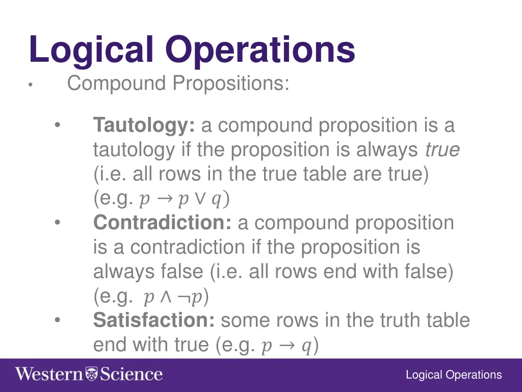 logical operations compound propositions