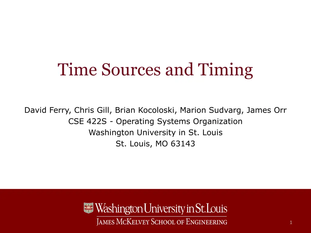 time sources and timing