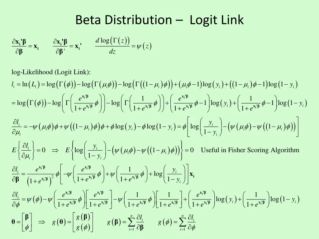 beta distribution logit link 1