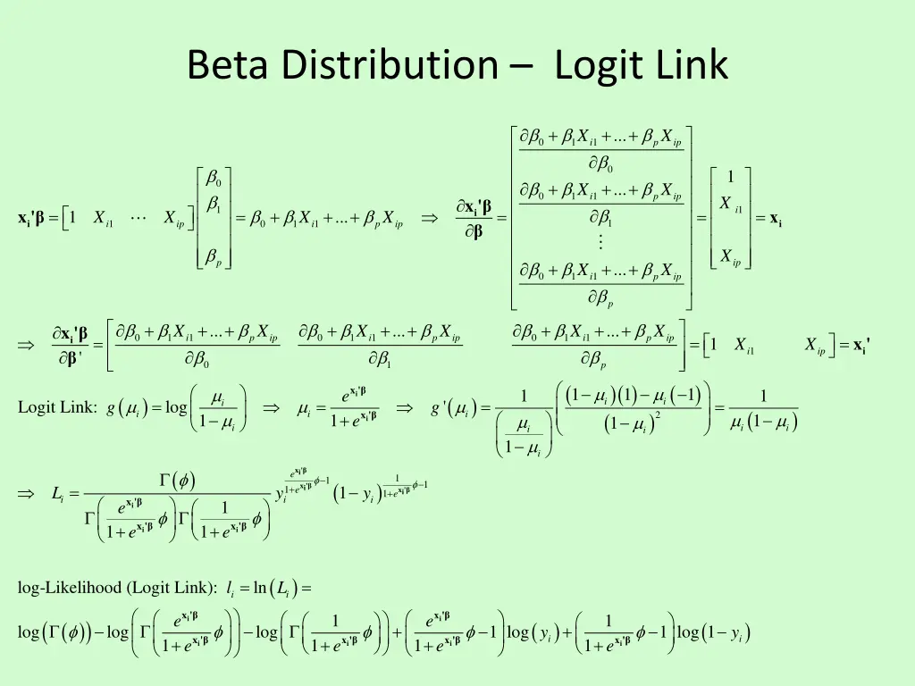 beta distribution logit link