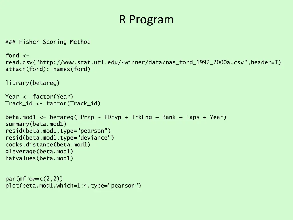 r program