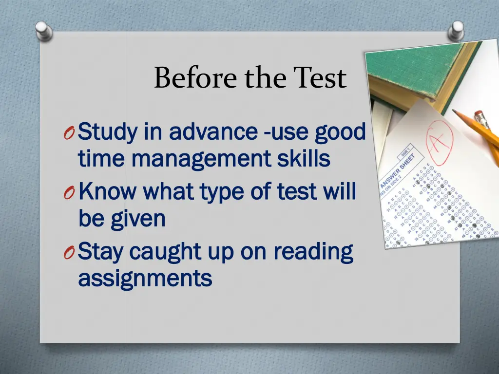 before the test