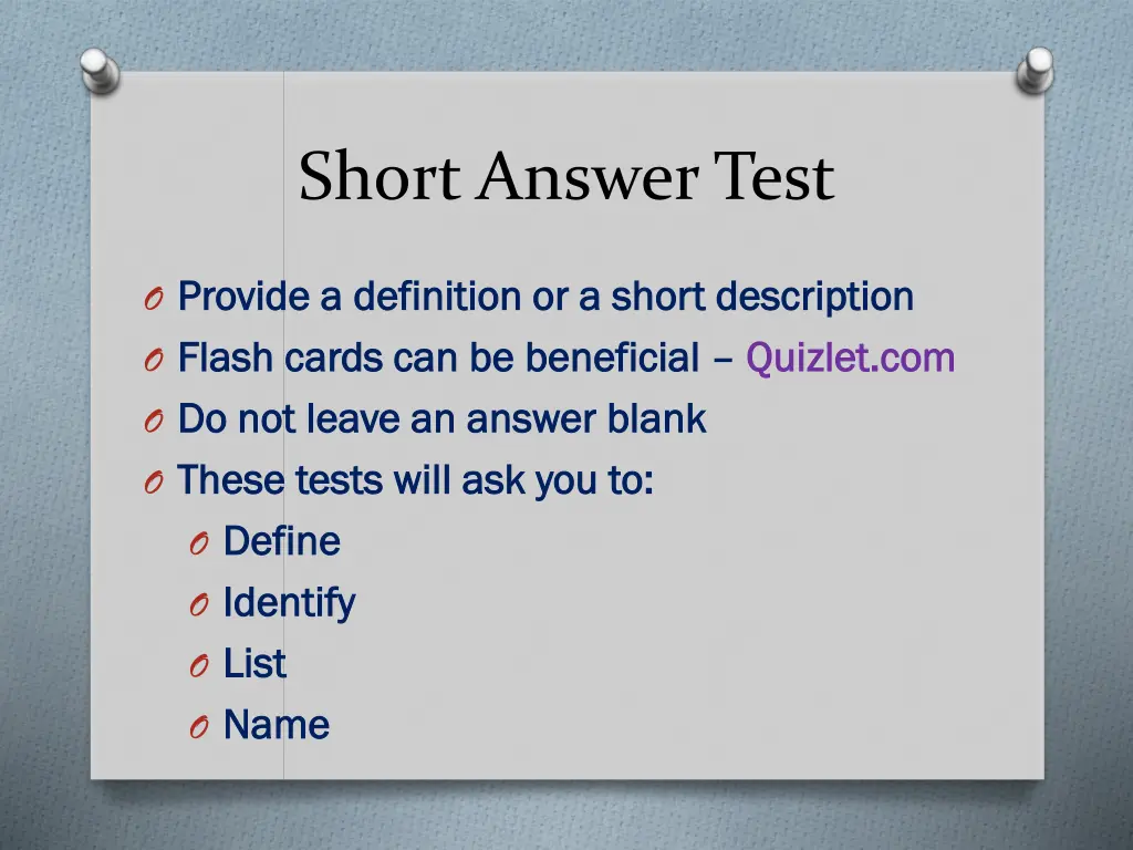 short answer test