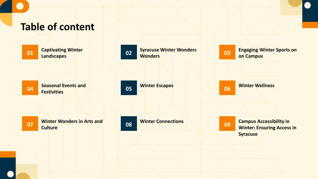 table of content