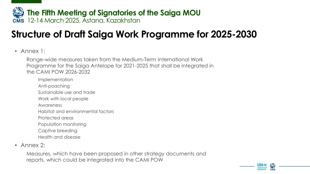 the fifth meeting of signatories of the saiga 4