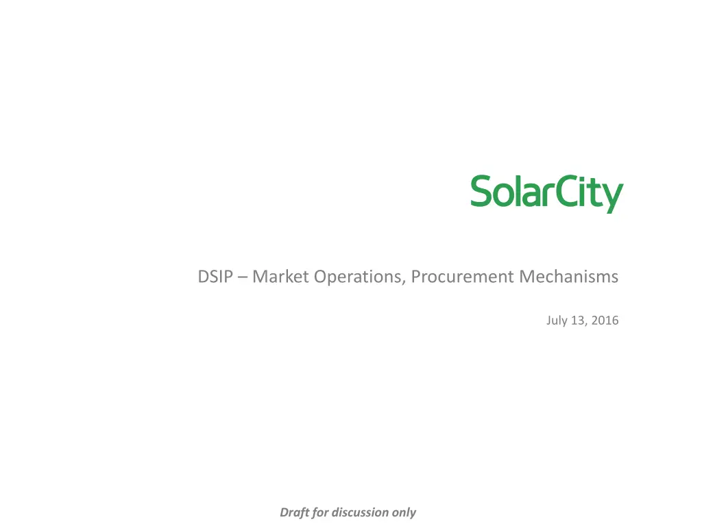 dsip market operations procurement mechanisms