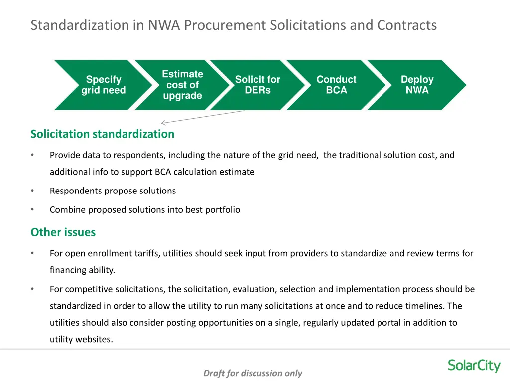 standardization in nwa procurement solicitations