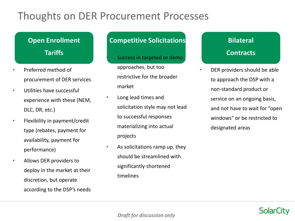 thoughts on der procurement processes