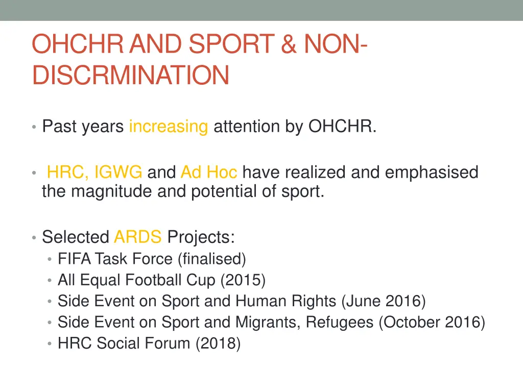 ohchr and sport non discrmination