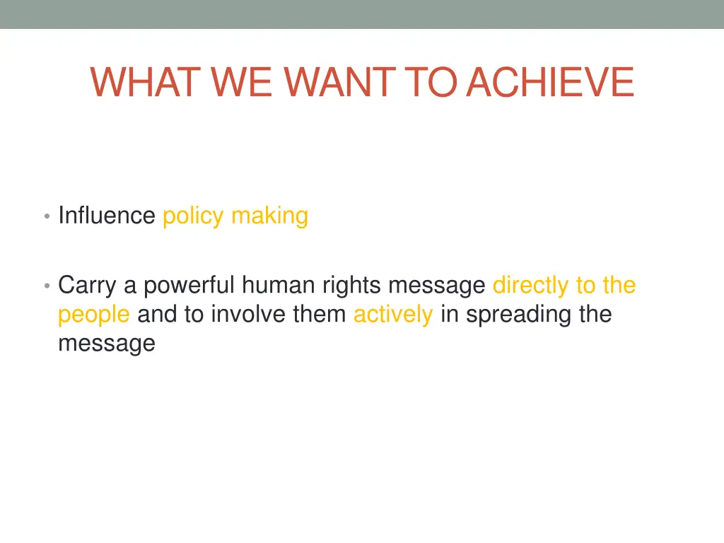 what we want to achieve