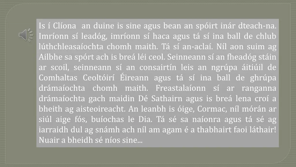 is cl ona an duine is sine agus bean