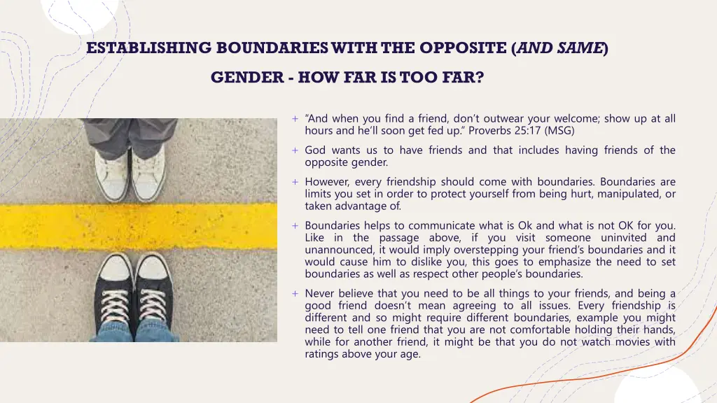 establishing boundaries with the opposite and same