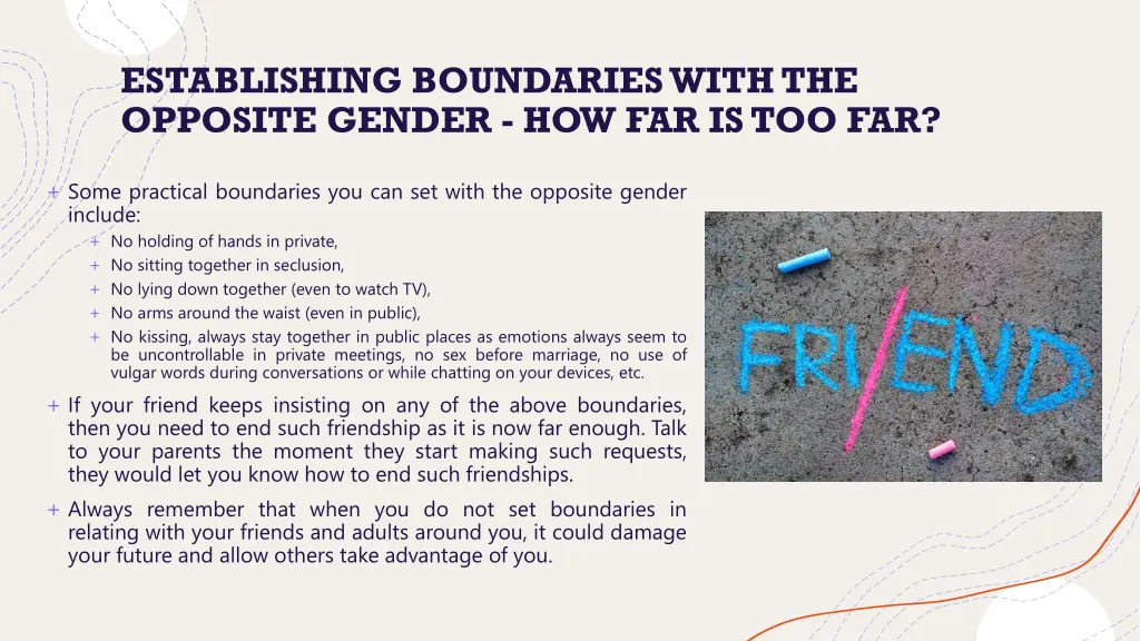 establishing boundaries with the opposite gender