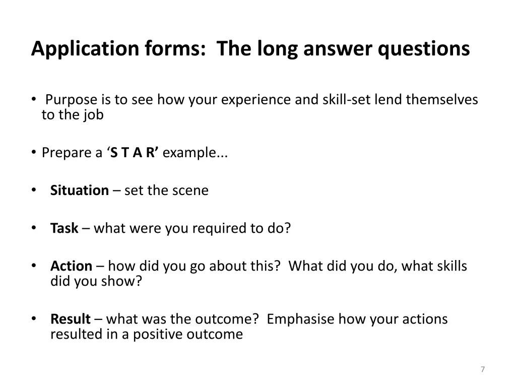 application forms the long answer questions