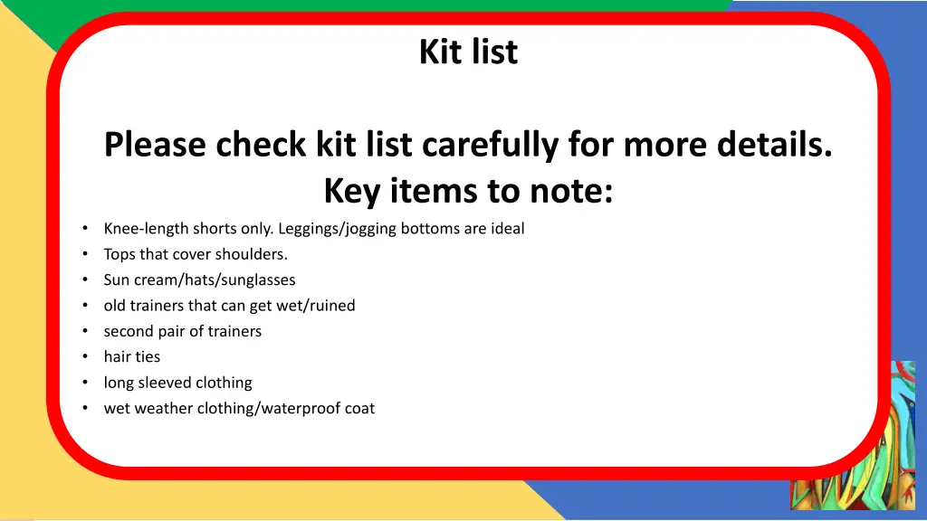 kit list