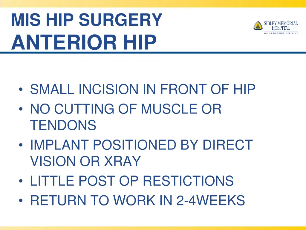 mis hip surgery anterior hip