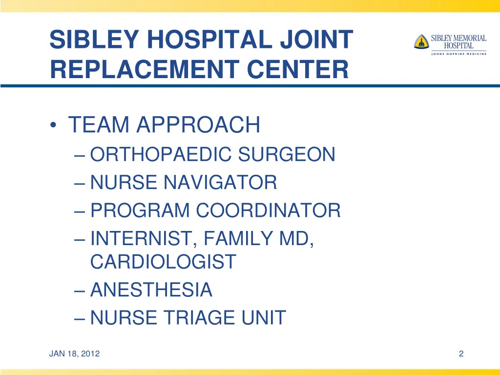 sibley hospital joint replacement center