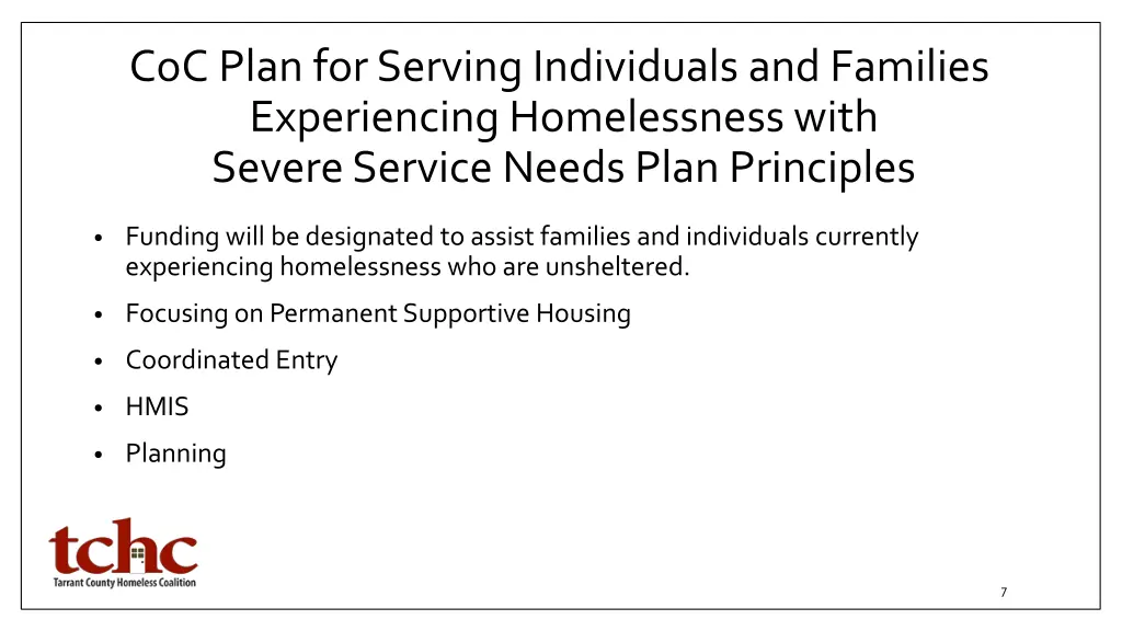 coc plan for serving individuals and families