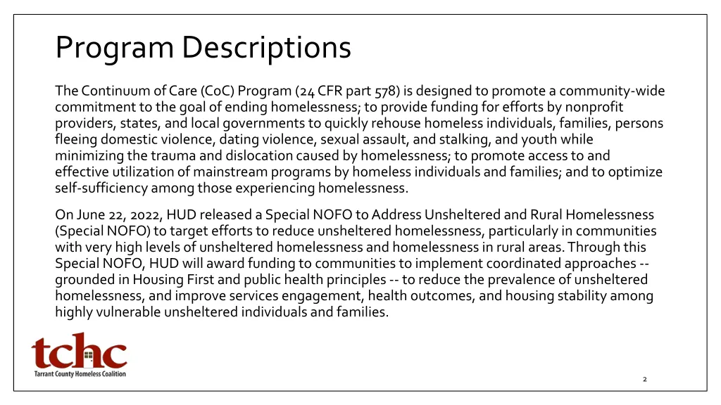 program descriptions