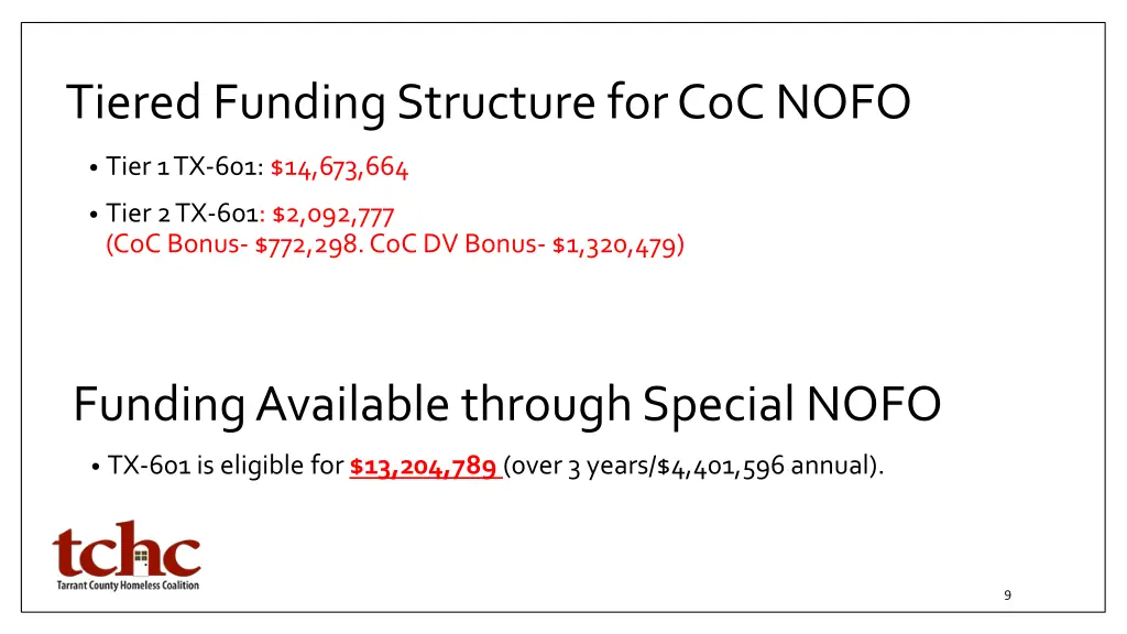 tiered funding structure for coc nofo