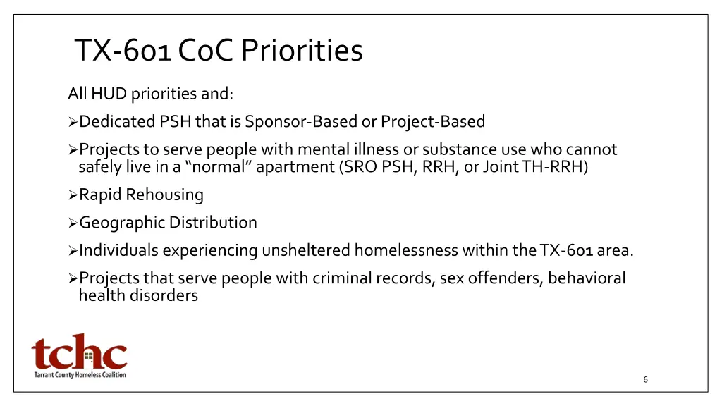 tx 601 coc priorities
