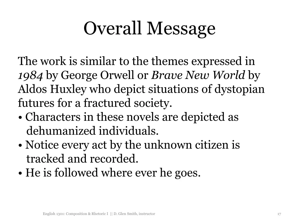 overall message