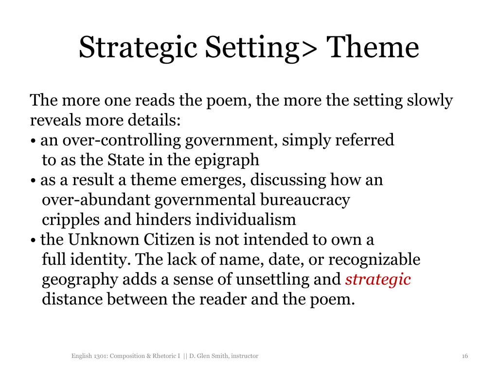strategic setting theme