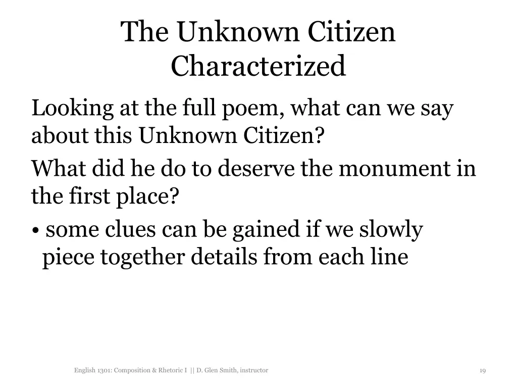 the unknown citizen characterized