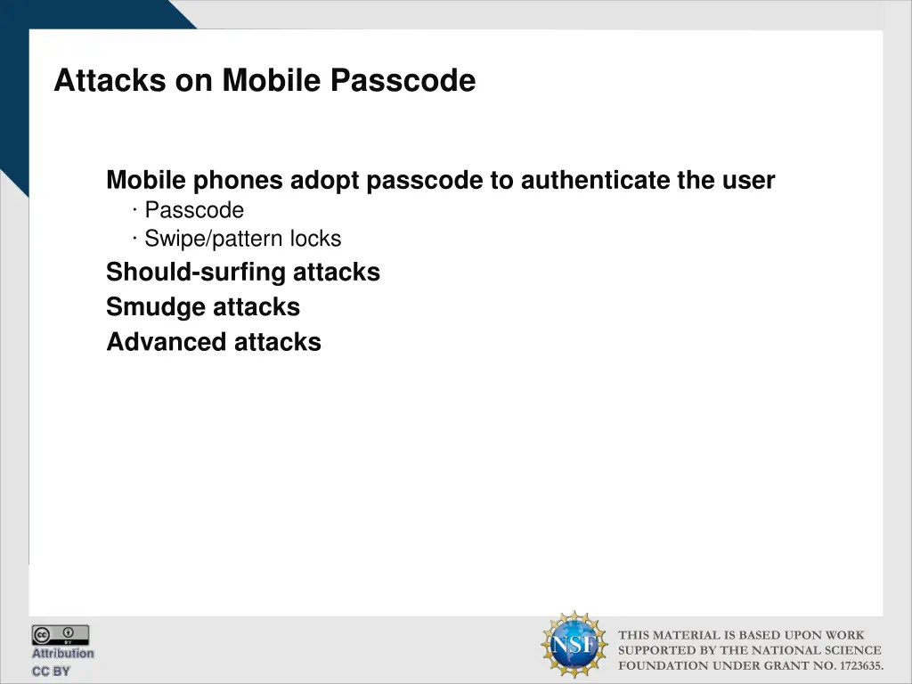 attacks on mobile passcode
