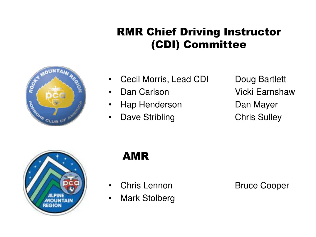 rmr chief driving instructor cdi committee