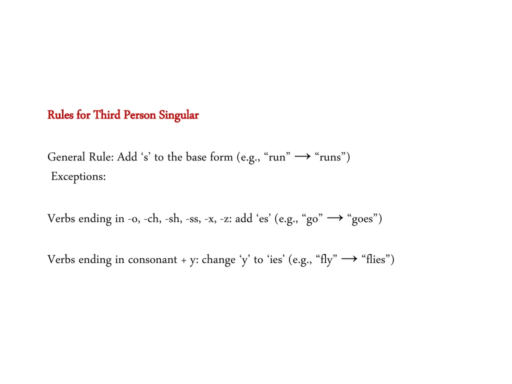 rules for third person singular rules for third