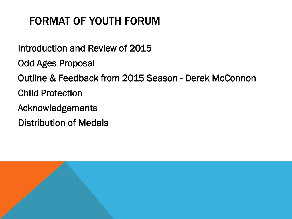 format of youth forum