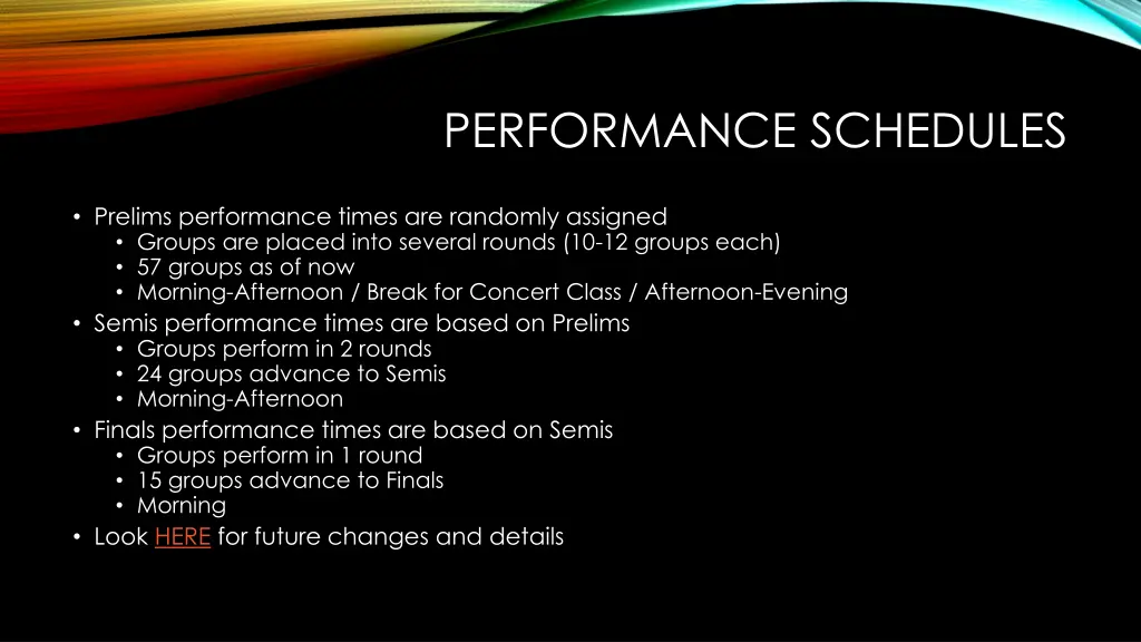 performance schedules