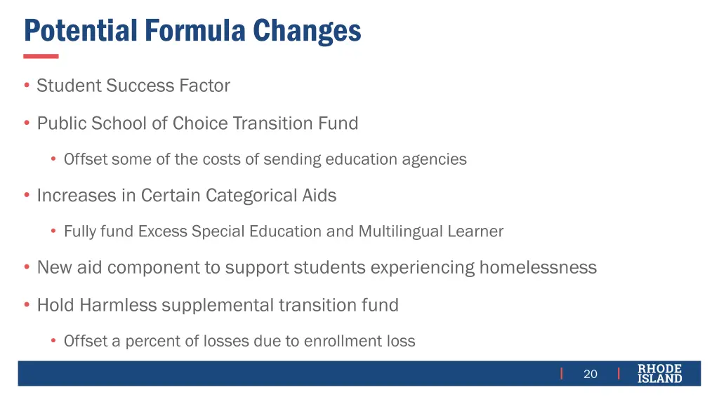 potential formula changes