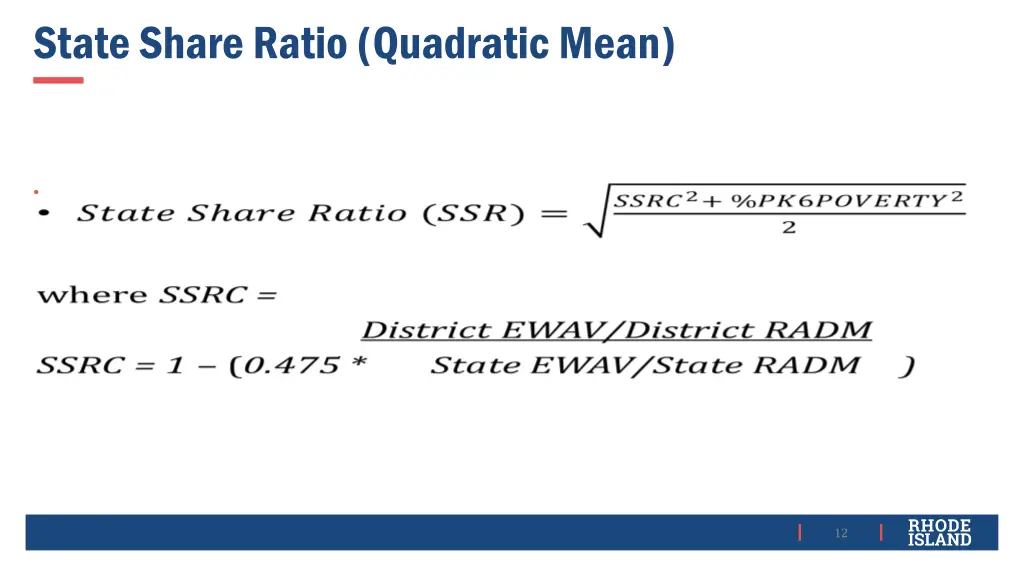 state share ratio quadratic mean
