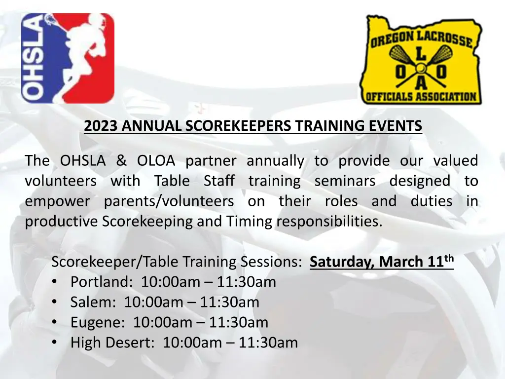 2023 annual scorekeepers training events