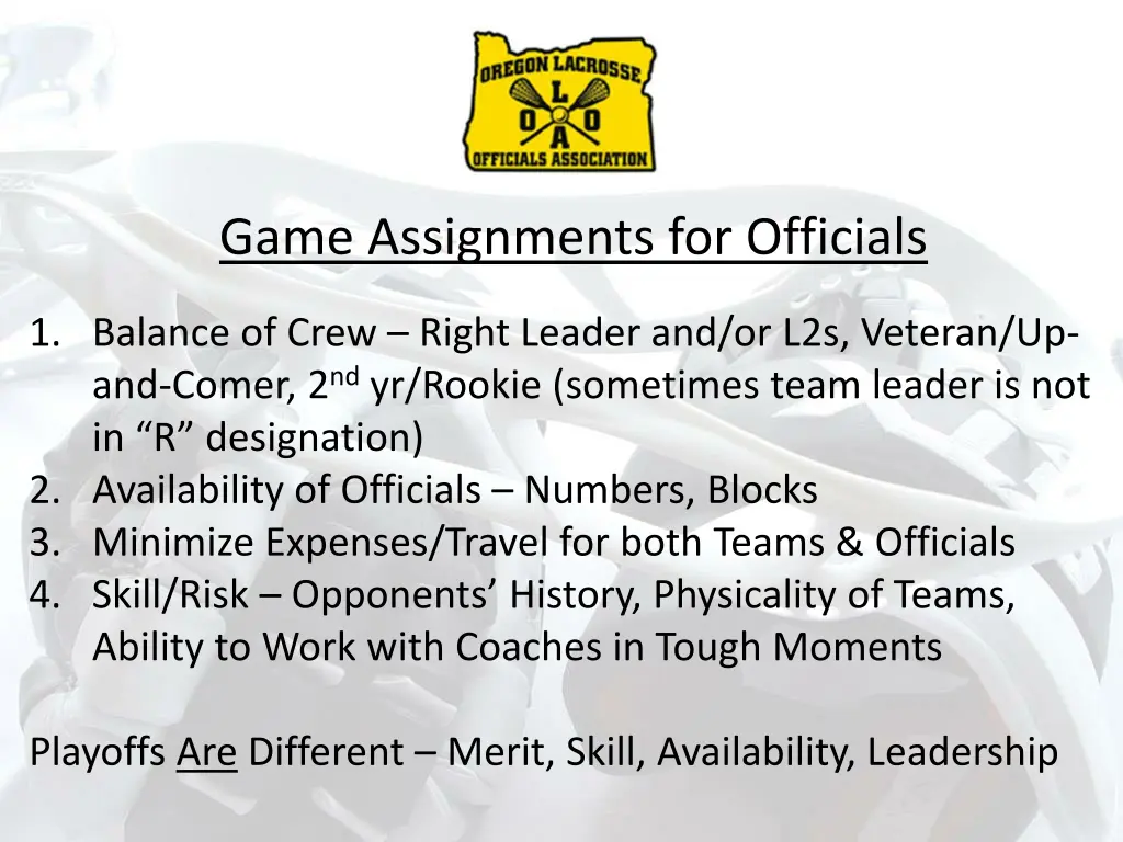 game assignments for officials