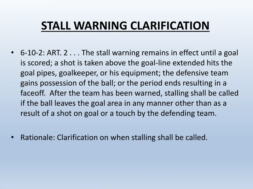 stall warning clarification