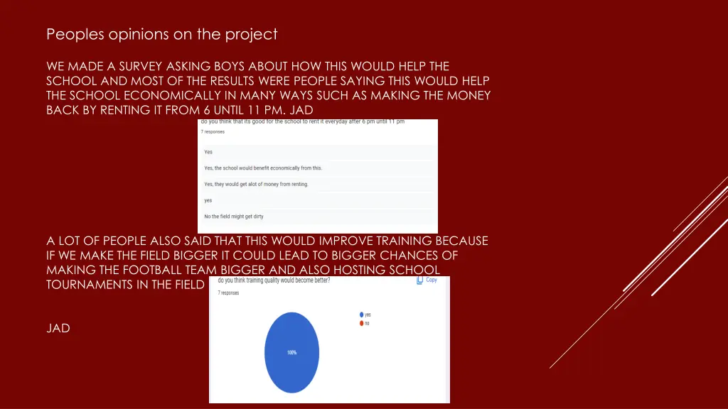 peoples opinions on the project