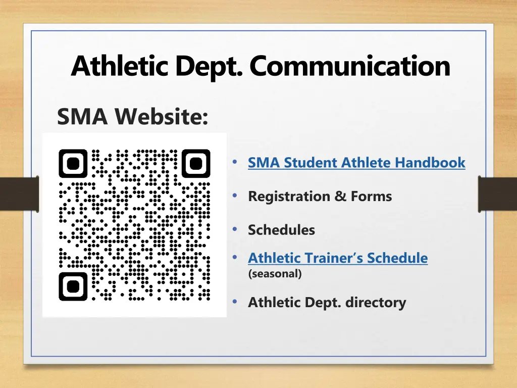 athletic dept communication