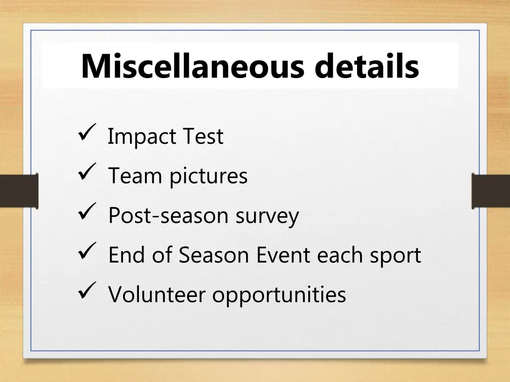 miscellaneous details