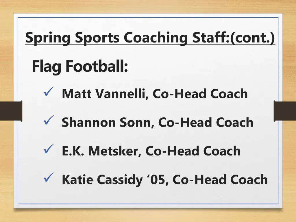 spring sports coaching staff cont